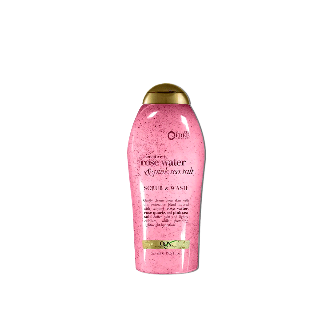 OGX Sensitive Rose Water & Pink Sea Salt Exfoliating Body Scrub 19.5oz - 577