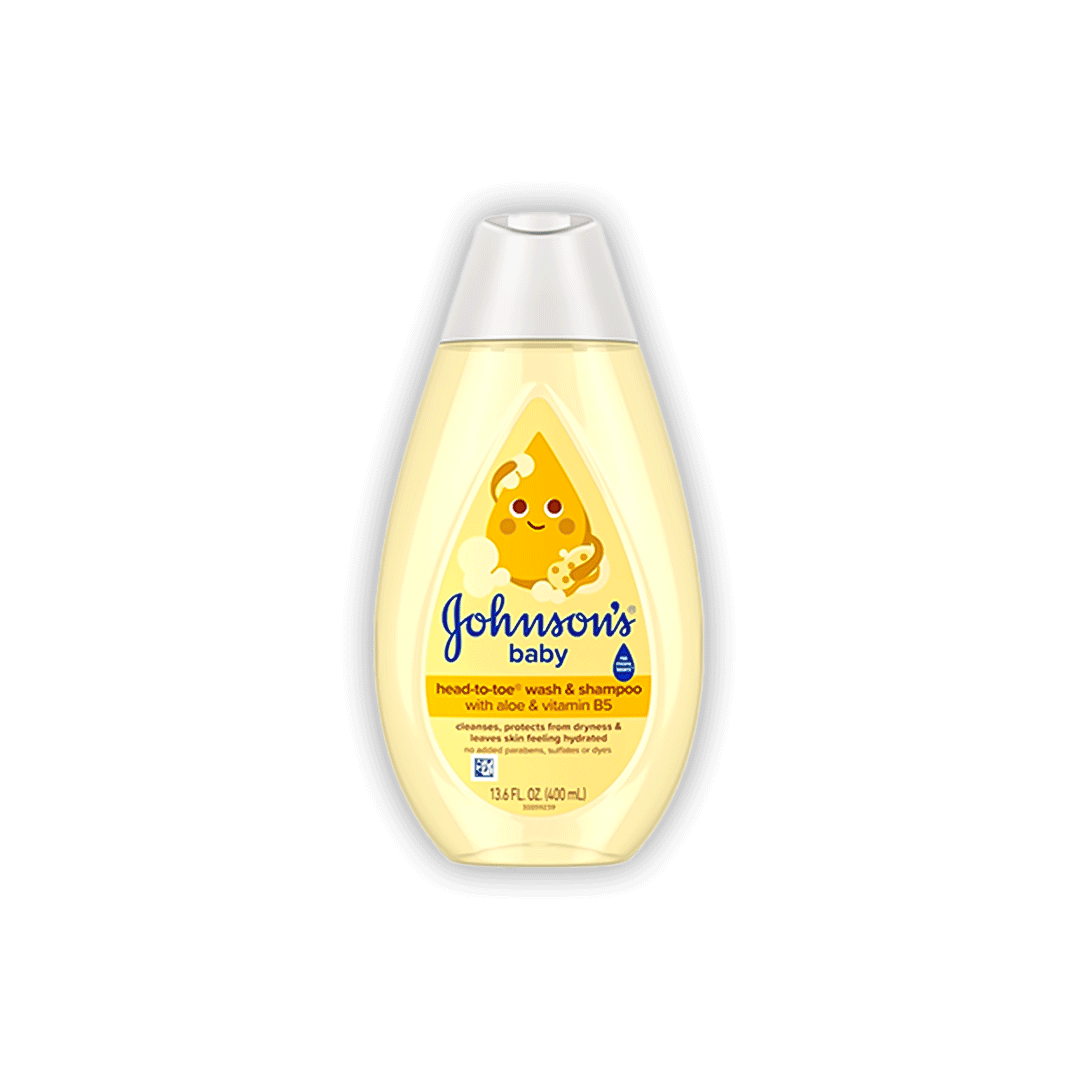 Johnson's Baby Head-To-Toe Baby Wash & Shampoo with Aloe & Vitamin B5 – Gentle 2-in-1 Cleanser for Newborn Skin & Hair - 425 Ml