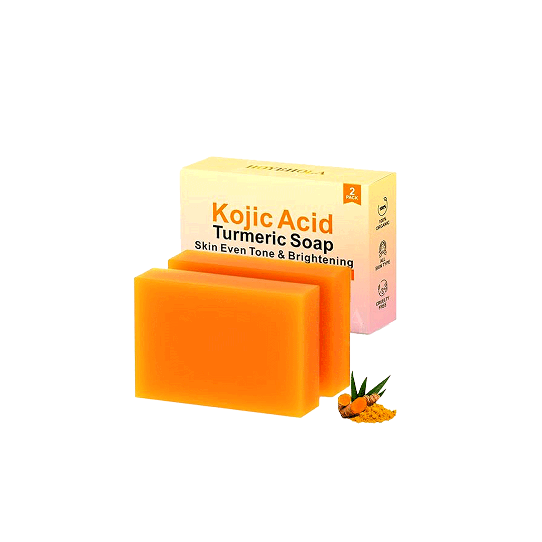HOYEHOLA Kojic Acid Turmeric Soap Bar (2 Packs) – Dark Spot Remover & Brightening Soap for Face & Body